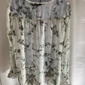 Apt 9 sheer blouse marble print with white cami long sleeve shirt